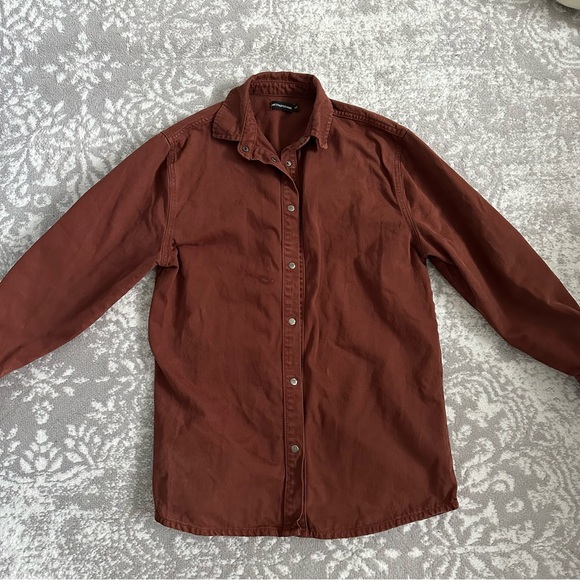 Pretty little thing brown Rust Button-Up Shirt shacket - Picture 1 of 5